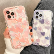 Load image into Gallery viewer, Cute Love Heart Soft Shockproof Bumper Transparent Phone Case For iPhone 12 13 Pro Max Silicone Back Cover Case  Cute Side Small Pattern for Women Girls Soft Silicone Shockproof Protective Cover
