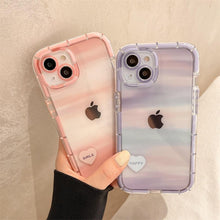 Load image into Gallery viewer, Cute Love Heart Soft Shockproof Bumper Transparent Phone Case For iPhone 12 13 Pro Max Silicone Back Cover Case  Cute Side Small Pattern for Women Girls Soft Silicone Shockproof Protective Cover
