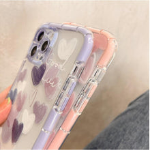 Load image into Gallery viewer, Cute Love Heart Soft Shockproof Bumper Transparent Phone Case For iPhone 12 13 Pro Max Silicone Back Cover Case  Cute Side Small Pattern for Women Girls Soft Silicone Shockproof Protective Cover
