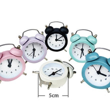 Load image into Gallery viewer, Cute Mini Metal Round Alarm Clock Desk Table Electronic Digital Clock Twin Bell Alarm Clock Metal Frame 3D Dial with Backlight Function Desk Table Clock for Home &amp; Office Bedroom Living Room Alarm Clock Creative Home Decoration
