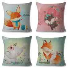 Load image into Gallery viewer, Cute Pillow Cover Cartoon Giraffe Fox Reindeer Animal Nordic Polyester Cotton Cushion Cover For Sofa Home Kids Room Decor Throw Pillow Cases Cartoon Animal Woodland Decorative Cotton Cushion Cover Home Baby Room Decor Standard Pillowcase

