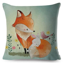 Load image into Gallery viewer, Cute Pillow Cover Cartoon Giraffe Fox Reindeer Animal Nordic Polyester Cotton Cushion Cover For Sofa Home Kids Room Decor Throw Pillow Cases Cartoon Animal Woodland Decorative Cotton Cushion Cover Home Baby Room Decor Standard Pillowcase

