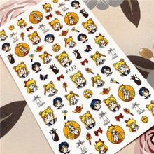 Load image into Gallery viewer, Cute rabbit Cute cat  Japanese Justice Girl 3D Back Glue Nail Sticker Nail Decoration Nail Art Nail Ornament Self Adhesive Nail Decals for Nail Art Decoration Including Hearts Stars Letters Bowknot Leaves Flowers Plants Fruits Butterflies for Woman
