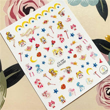 Load image into Gallery viewer, Cute rabbit Cute cat  Japanese Justice Girl 3D Back Glue Nail Sticker Nail Decoration Nail Art Nail Ornament Self Adhesive Nail Decals for Nail Art Decoration Including Hearts Stars Letters Bowknot Leaves Flowers Plants Fruits Butterflies for Woman
