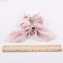 Load image into Gallery viewer, Cute Rabbit Ear Striped Metal Buckle Hair Scrunchies Elastic Hair Bands Ties Rope Bands Ponytail Bands Gorgeous Hair Accessories For Women
