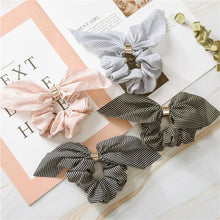 Load image into Gallery viewer, Cute Rabbit Ear Striped Metal Buckle Hair Scrunchies Elastic Hair Bands Ties Rope Bands Ponytail Bands Gorgeous Hair Accessories For Women
