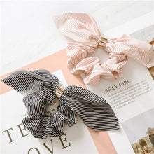 Load image into Gallery viewer, Cute Rabbit Ear Striped Metal Buckle Hair Scrunchies Elastic Hair Bands Ties Rope Bands Ponytail Bands Gorgeous Hair Accessories For Women
