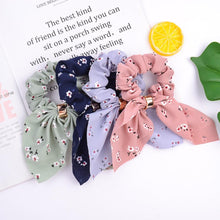 Load image into Gallery viewer, Cute Rabbit Ear Striped Metal Buckle Hair Scrunchies Elastic Hair Bands Ties Rope Bands Ponytail Bands Gorgeous Hair Accessories For Women
