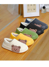 Load image into Gallery viewer, Cute Side Bear Waterproof Cotton Women Shoes Winter Warm Indoor Outdoor Wrapped Heel Slippers EVA Comfort Memory Foam Slippers Waterproof Non Skid Warm Washable Cotton Shoes Loafer Slippers
