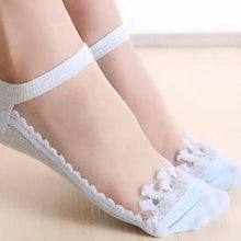 Load image into Gallery viewer, Cute Sock Slipper Women 1 Pair 2 Pieces Silk Spring Summer Thin Breathable Girl Socks Women Socks Breathable Anti-Friction Ultra Thin Socks for Women Transparent Lace Silk Elastic Socks
