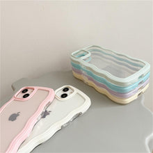 Load image into Gallery viewer, Cute Transparent Curly Wave Phone Case For iPhone 14Pro 13 12 11 Pro Max X XR XS Max Candy Color Shockproof Clear Hard  Cover Shockproof Popular Wavy Stylish Phone Case
