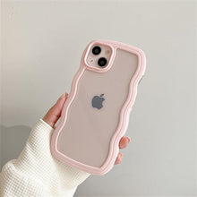 Load image into Gallery viewer, Cute Transparent Curly Wave Phone Case For iPhone 14Pro 13 12 11 Pro Max X XR XS Max Candy Color Shockproof Clear Hard  Cover Shockproof Popular Wavy Stylish Phone Case
