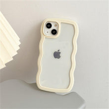 Load image into Gallery viewer, Cute Transparent Curly Wave Phone Case For iPhone 14Pro 13 12 11 Pro Max X XR XS Max Candy Color Shockproof Clear Hard  Cover Shockproof Popular Wavy Stylish Phone Case
