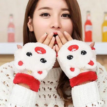 Load image into Gallery viewer, Cute Winter Warm Soft Half Finger Thick One Size Gloves For Women Fashionable Warm Comfortable Stylish Gloves For Girls
