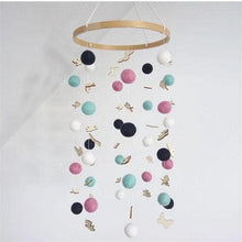 Load image into Gallery viewer, Cute Wool Ball Wind Chimes Newborn Baby Bed Bell Dream Catcher String Pendant Kids Room Decoration Wooden Wind Chime Bed Bell Nursery Crib Bed Bell Baby Bedroom Ceiling Wooden Beads Wind Chime Wall Hanging Ornament

