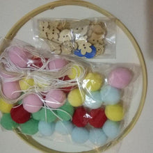 Load image into Gallery viewer, Cute Wool Ball Wind Chimes Newborn Baby Bed Bell Dream Catcher String Pendant Kids Room Decoration Wooden Wind Chime Bed Bell Nursery Crib Bed Bell Baby Bedroom Ceiling Wooden Beads Wind Chime Wall Hanging Ornament
