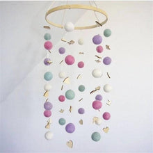 Load image into Gallery viewer, Cute Wool Ball Wind Chimes Newborn Baby Bed Bell Dream Catcher String Pendant Kids Room Decoration Wooden Wind Chime Bed Bell Nursery Crib Bed Bell Baby Bedroom Ceiling Wooden Beads Wind Chime Wall Hanging Ornament
