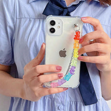 Load image into Gallery viewer, Cute Wrist Strap Butterfly Pendant Phone Case For iPhone 13 12 14Pro Max 8 7 Plus Cases For iPhone 11 Pro Max Elegant Butterfly Theme Transparent Soft Silicone Rubber Phone Case for iPhone
