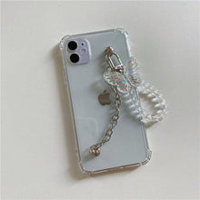 Load image into Gallery viewer, Cute Wrist Strap Butterfly Pendant Phone Case For iPhone 13 12 14Pro Max 8 7 Plus Cases For iPhone 11 Pro Max Elegant Butterfly Theme Transparent Soft Silicone Rubber Phone Case for iPhone
