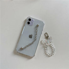 Load image into Gallery viewer, Cute Wrist Strap Butterfly Pendant Phone Case For iPhone 13 12 14Pro Max 8 7 Plus Cases For iPhone 11 Pro Max Elegant Butterfly Theme Transparent Soft Silicone Rubber Phone Case for iPhone
