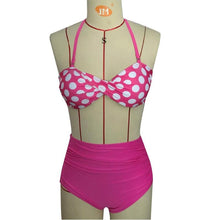 Load image into Gallery viewer, Cutest Retro Swimsuit Swimwear Vintage High Waist Swimsuit For Women Halter 2 Piece Bathing Suit Ruffle Bikini Set Tummy Control Vintage Pin Up High Waist Bikini Set For Women Swimming Bathing Suit S/M/L/XL

