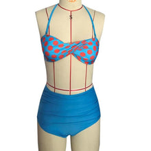 Load image into Gallery viewer, Cutest Retro Swimsuit Swimwear Vintage High Waist Swimsuit For Women Halter 2 Piece Bathing Suit Ruffle Bikini Set Tummy Control Vintage Pin Up High Waist Bikini Set For Women Swimming Bathing Suit S/M/L/XL
