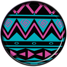 Load image into Gallery viewer, Pink Teal Tribal Pattern Black Barbell Tongue Ring
