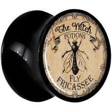Load image into Gallery viewer, Witches Brew Fly Fricassee Halloween Black Acrylic Plug Sizes 0G to 20mm
