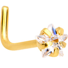 Load image into Gallery viewer, 20G 1/4 Clear Star 3mm CZ Gem Gold IP L-Shape Nose Ring
