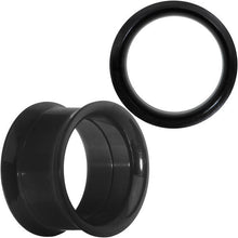 Load image into Gallery viewer, 9/16 Anodized Titanium Black Double Flare Screw Fit Tunnel Set of 2
