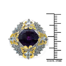 Load image into Gallery viewer, 3.91 Carat Genuine Amethyst, Blue Topaz &amp; White Diamond .925 Sterling Silver Ring
