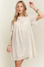 Load image into Gallery viewer, Ruffled Eyelet Round Neck Summer Dress For Women – Elegant Feminine Eyelet Dress with Ruffled Details for Garden Parties &amp; Special Occasions
