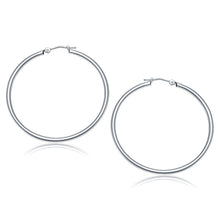 Load image into Gallery viewer, 10k White Gold Polished Hoop Earrings (40 mm)
