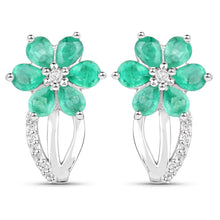 Load image into Gallery viewer, 3.61 Carat Genuine Emerald and White Topaz .925 Sterling Silver Set (Ring, Earrings, and Pendant )
