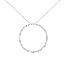 Load image into Gallery viewer, .925 Sterling Silver 4 cttw Prong Set, Round-Cut Diamond Open Circle Hoop 18" Pendant Necklace (J-K Color, I1-I2 Clarity)
