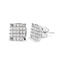 Load image into Gallery viewer, 10K White Gold 3/4 Cttw Princess Diamond Composite Cushion Shape Stud Earrings (I-J Color, I1-I2 Clarity)
