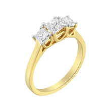 Load image into Gallery viewer, 10K Yellow Gold Princess-Cut Diamond Three Stone Band Ring (1 Cttw, J-K Color, I1-I2 Clarity) - Size 6

