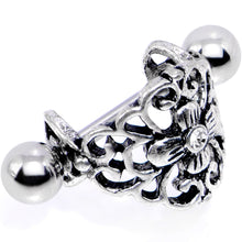 Load image into Gallery viewer, 16G 1/2 Clear Gem Filigree Floral Cuff Cartilage Earring
