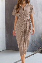 Load image into Gallery viewer, Collared Neck Short Sleeve Midi Shirt Dress Elegant &amp; Versatile Style Cute Dress For Girls

