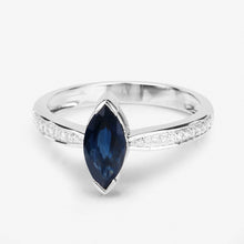 Load image into Gallery viewer, 1.44 Carat Genuine Blue Sapphire and White Diamond 14K White Gold Ring
