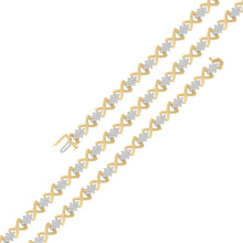 Load image into Gallery viewer, 10k Yellow Gold Plated .925 Sterling Silver 2.00 Cttw Round-Cut Diamond Link 7" Bracelet (H-I Color, I2-I3 Clarity)
