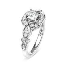 Load image into Gallery viewer, 14K White Gold Diamond 3/4 Cttw Diamond Halo Style and Woven Shank Engagement Ring (G-H Color, VS2-SI1 Clarity) - Size 7
