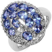 Load image into Gallery viewer, 2.29 Carat Genuine Tanzanite &amp; White Topaz .925 Sterling Silver Ring
