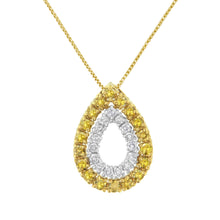 Load image into Gallery viewer, Yellow Gold Plated Sterling Silver Treated Yellow Diamond Pear Shape Pendant Necklace (1/2 cttw, Yellow Color, I2-I3 Clarity)
