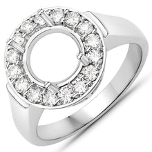 Load image into Gallery viewer, 0.48 Carat Genuine White Diamond 14K White Gold Semi Mount Ring - holds 8.00mm Round Gemstone
