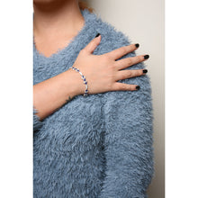 Load image into Gallery viewer, 18K White Gold 1 3/4 Cttw Diamond and 3x3mm Round Blue Sapphire Gemstone Floral Link Bracelet (G-H Color, SI1-SI2 Clarity) - Size 7"
