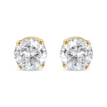 Load image into Gallery viewer, AGS Certified 14K Yellow Gold 1/2 Cttw 4 Prong Set Brilliant Round-Cut Solitaire Diamond Push Back Stud Earrings (O-P, Color, SI2-I1 Clarity)
