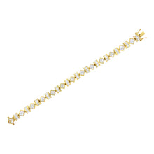 Load image into Gallery viewer, 14K Yellow Gold 7.50 Cttw Princess and Baguette Diamond Geometric Link Bracelet
