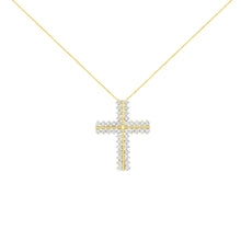 Load image into Gallery viewer, 10K Yellow Gold 4.0 Cttw Diamond Two Row Cross 18" Pendant Necklace (J-K Clarity, I1-I2 Color)
