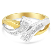 Load image into Gallery viewer, 10K Two Toned Channel-Set Diamond Bypass Ring (1/4 cttw, I-J Color, I2 Clarity)
